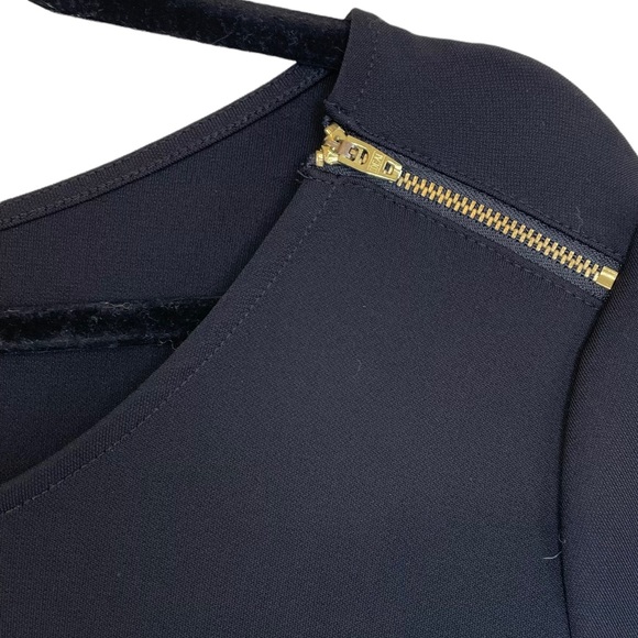 Express Gold Zipper Shoulder Stretchy Career Blouse Black Size Medium Spandex M - Picture 6 of 13